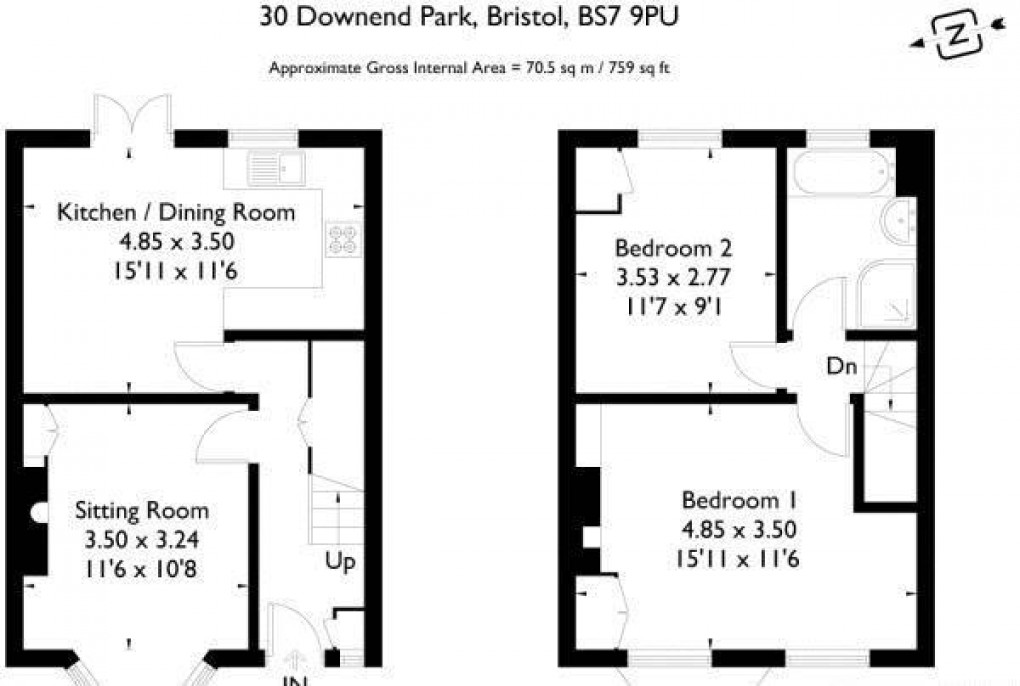 Floorplan for 18569297, Downend Park, Horfield, BS7